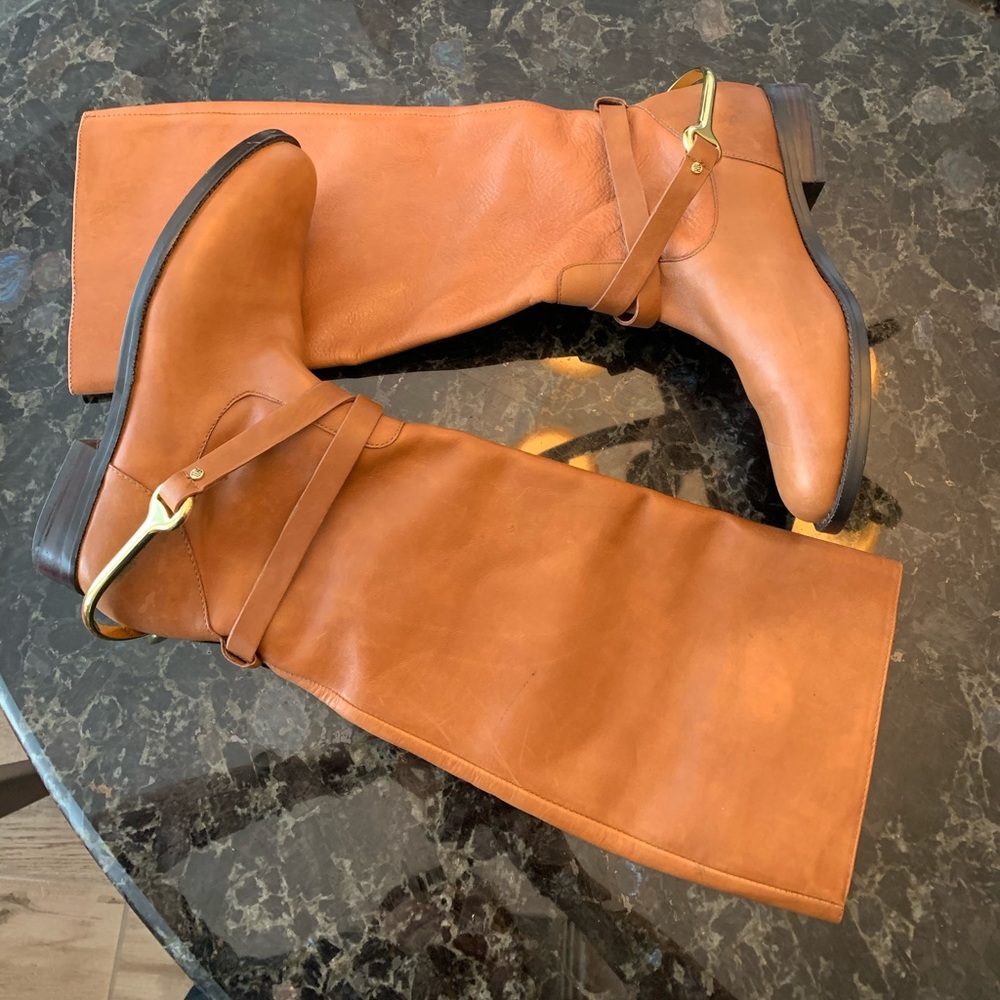 Ralph Lauren Tan Leather Riding Boots - Picture 1 of 9